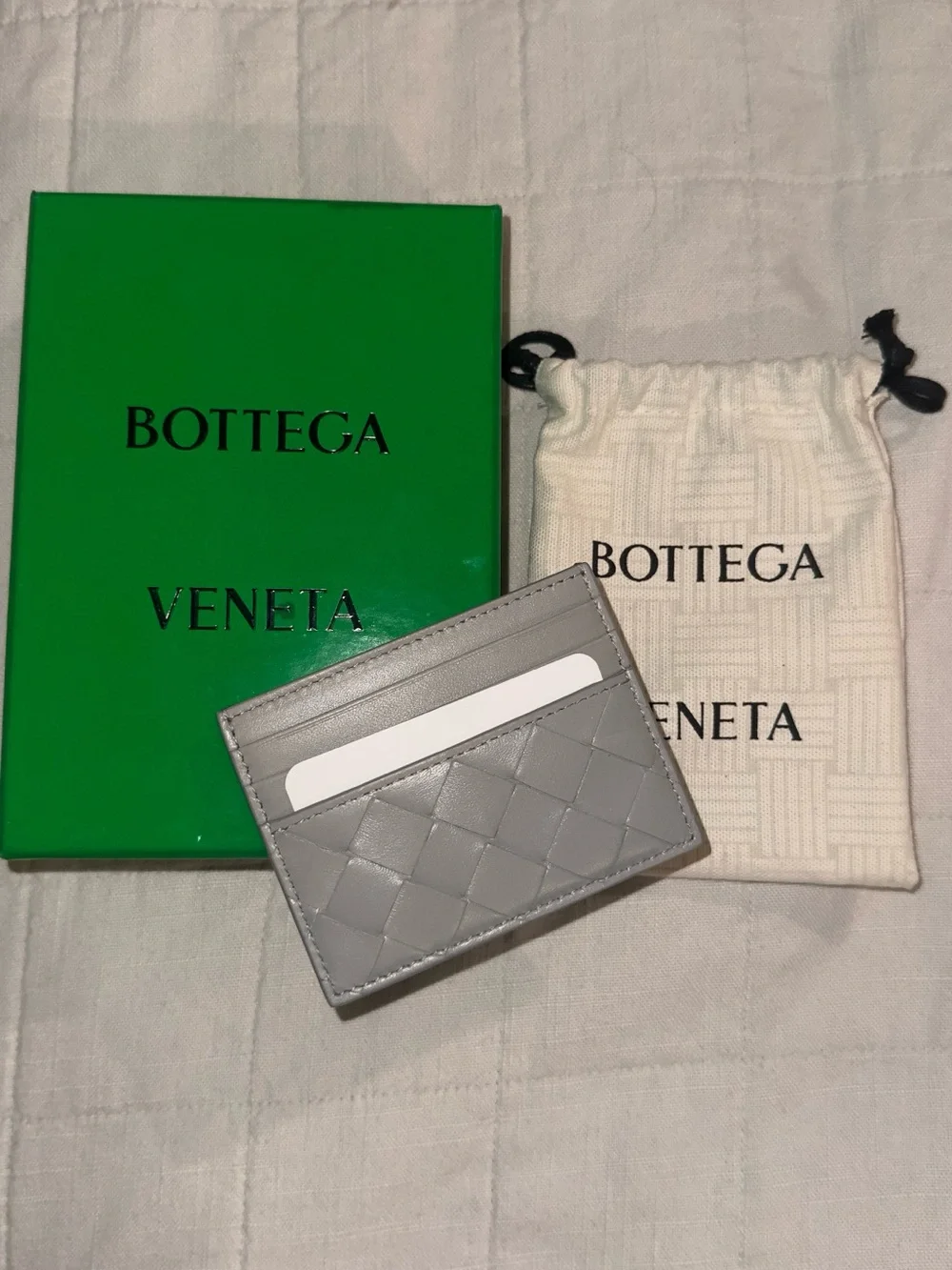 Bottega Veneta Intrecciato Card Case Sterling/Space | Grey/Navy